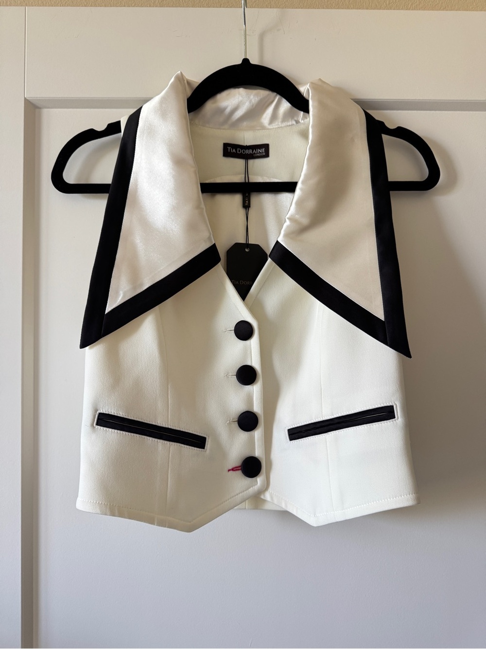 White Vest Waistcoat with Black Contrast Trim